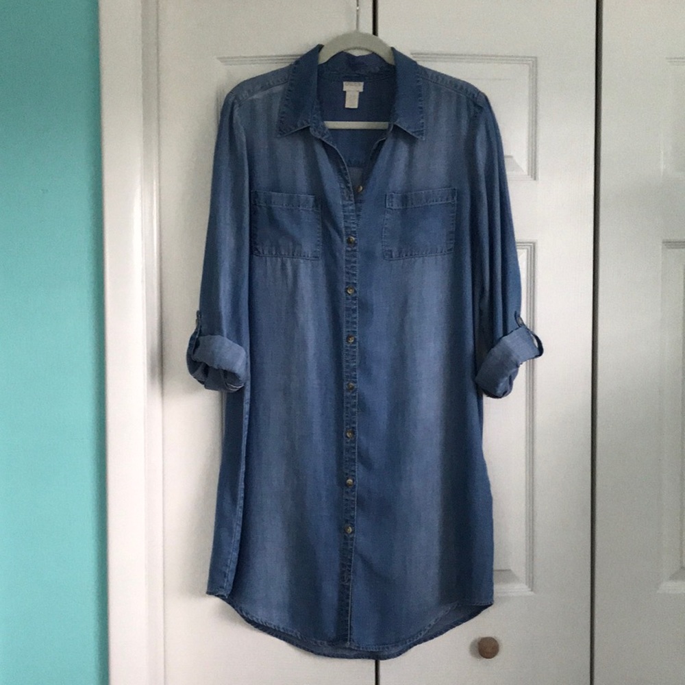 🍁Chicos soft lightweight denim Lyocell dress size 2.5 (14)👢